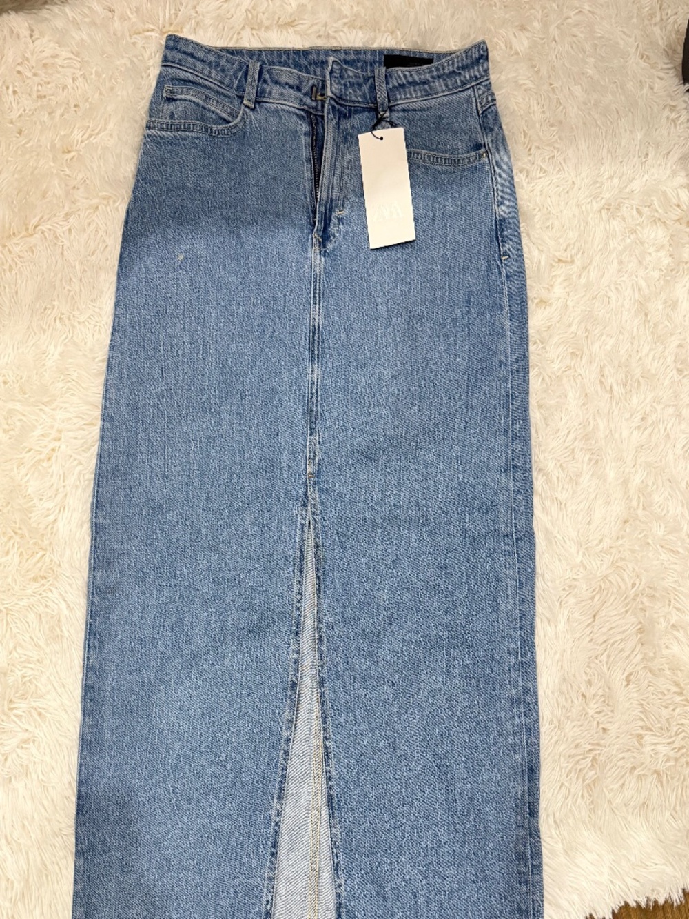 Zara wash denim midi/maxi skirt